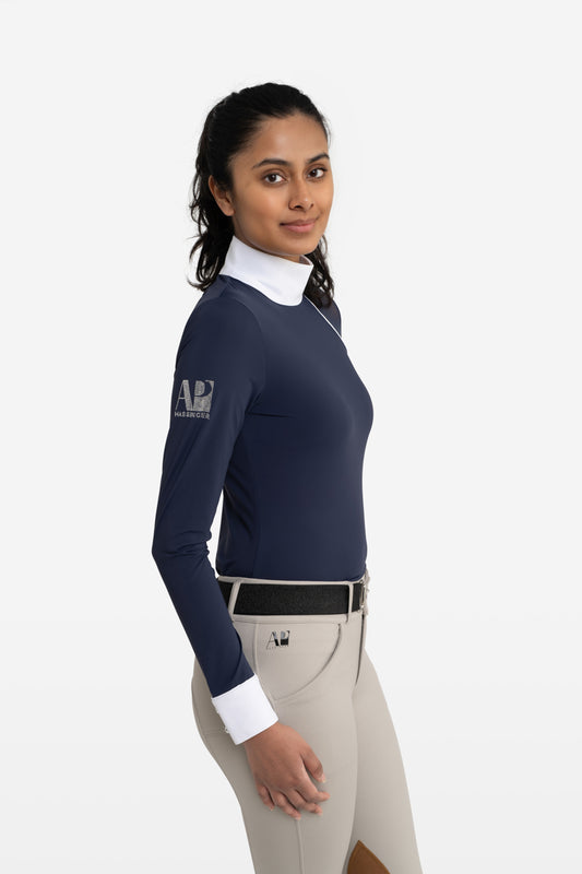 The Astra Ladies Long Sleeve Show Shirt Navy