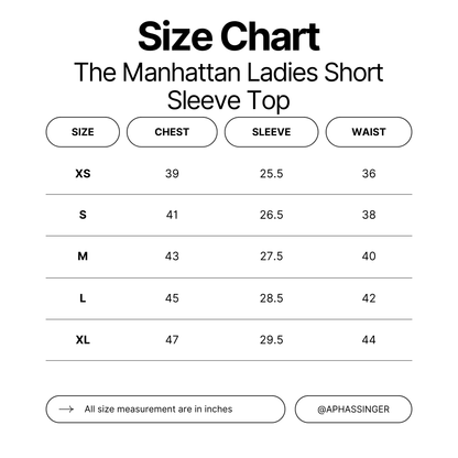 Scratch and Dent Sale-Manhattan Ladies Short Sleeve Top